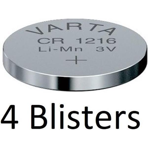 4 Stuks (4 Blisters a 1 st) Varta CR1216 Wegwerpbatterij Lithium