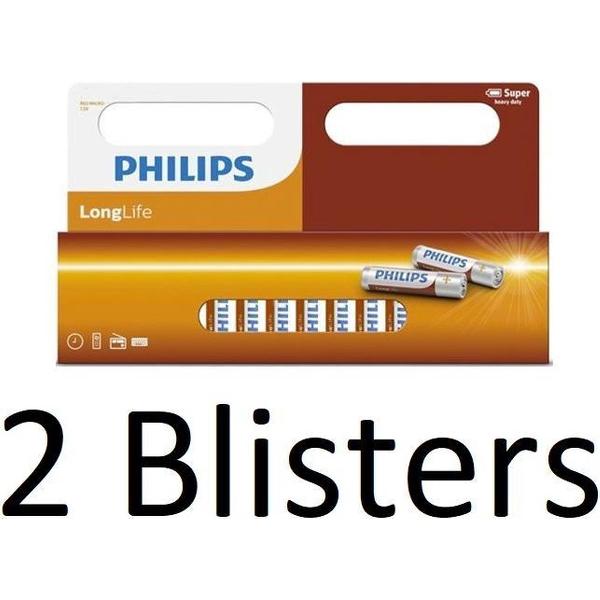 24 stuks (2 Blisters a 12 st) philips Longlife AAA batterijen