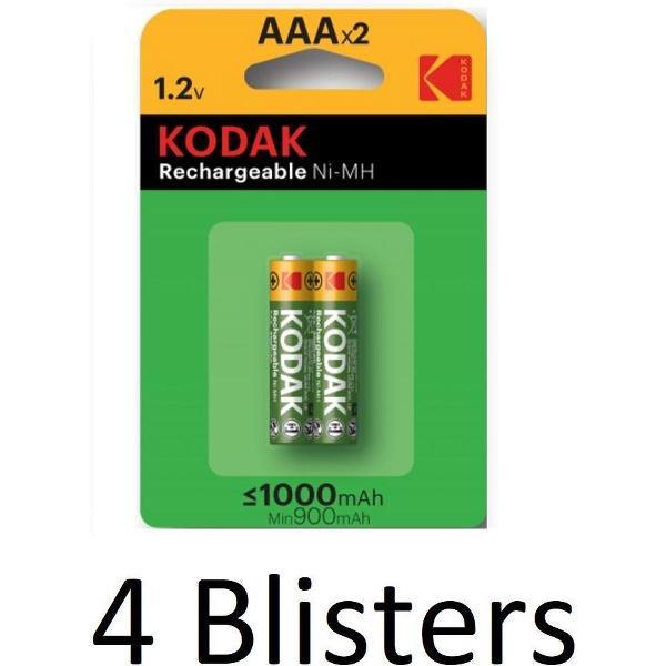 4 Stuk (2 Blisters a 2 st) Kodak oplaadbare AAA batterijen - 1000mAh