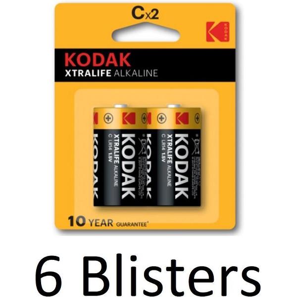 12 Stuks (6 Blisters a 2 st) Kodak XTRALIFE alkaline C/LR14