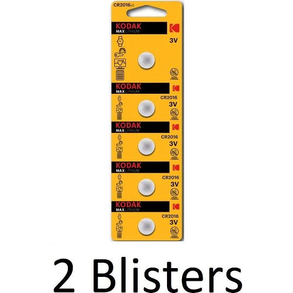 10 Stuks (2 Blisters a 5 st) Kodak Max lithium CR2016 blister 5