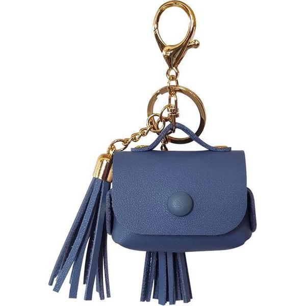 PU lederen AirPods Pro case met kwastjes ontwerp – licht blauw