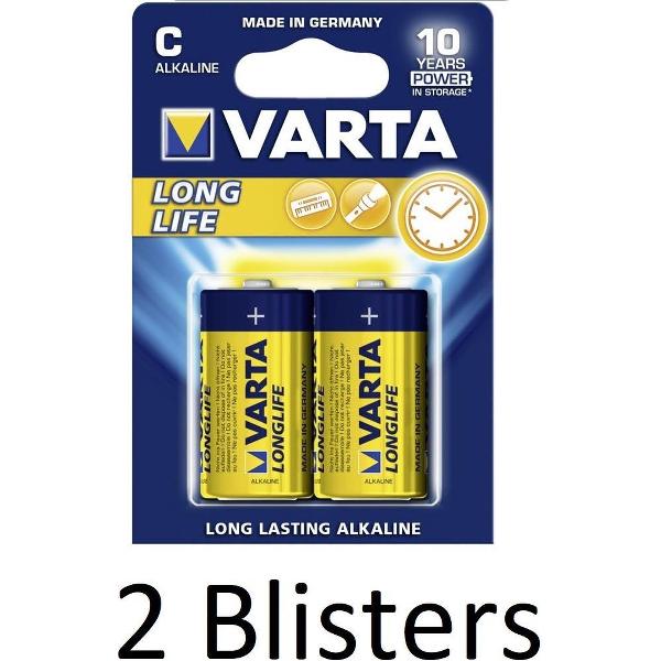 4 Stuks (2 Blisters a 2 st) Varta Longlife Extra C Wegwerpbatterij Alkaline