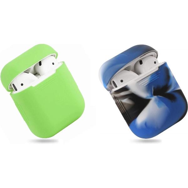 Bescherm Hoesje Cover SET 2 STUKS voor Apple AirPods Case -Lime green en oceaan blauw