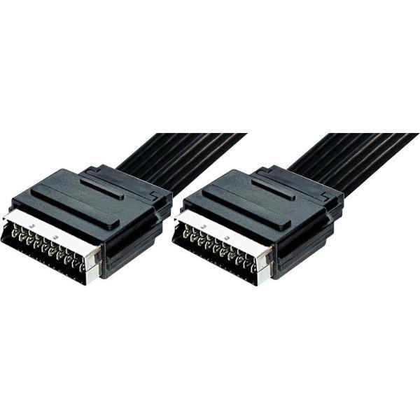 Transmedia 21-pins Scart kabel - plat / zwart - 1 meter