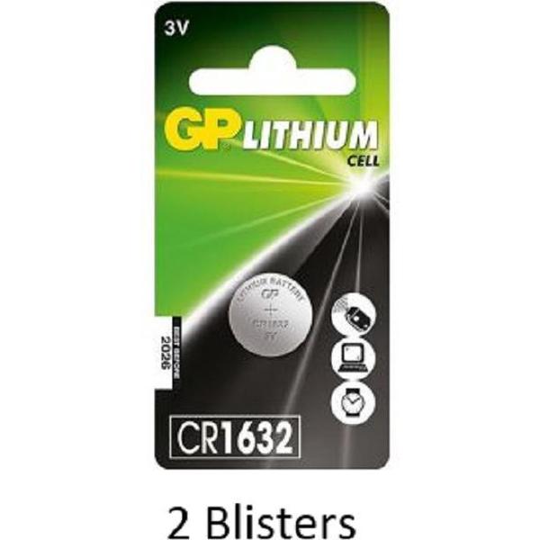 2 stuks (2 blisters a 1 stuks) GP Lithium CR1632 Lithium 3V