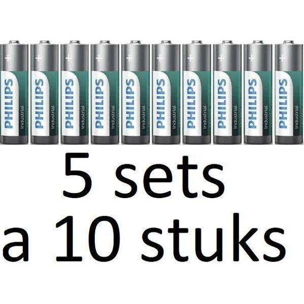 50 Stuks (5 Doosjes a 10 st) Philips Industrial AA / LR6