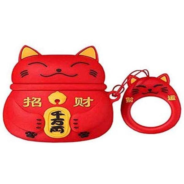 Cartoon Silicone Case voor Apple Airpods Pro - lucky cat - rood