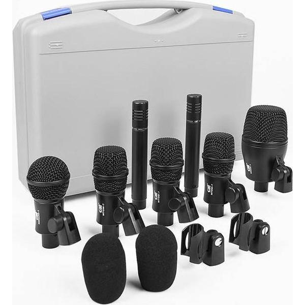Drummicrofoon - drummicrofoonset - 1 x kick -1 x snare - 3 x tom - 2 x overhead - koffer bijgesloten - zonder drumklemmen.