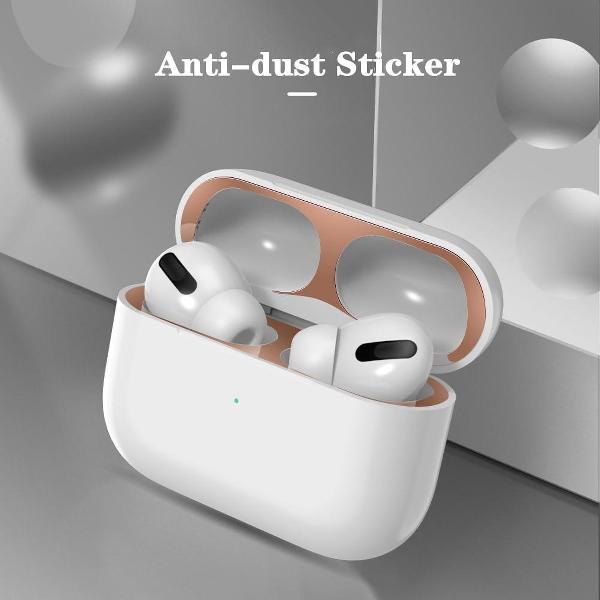 Sticker Geschikt voor Airpods Pro - Accessoire voor Airpods Pro - Anti Magnetisch Stof - Airpods Beschermende Sticker - Airpods Pro Beschermer - Airpods Protector - Vuilbescherming - Rose Goud - 2 Stuks