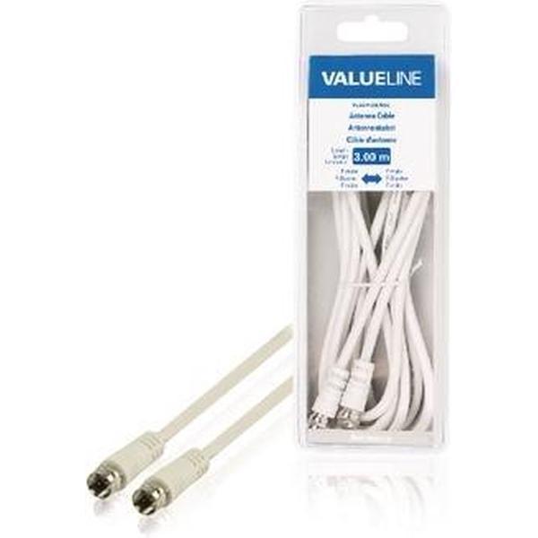 Valueline VLSB41000W30 Antennekabel F Mannelijk - F Mannelijk 3,00 M Wit