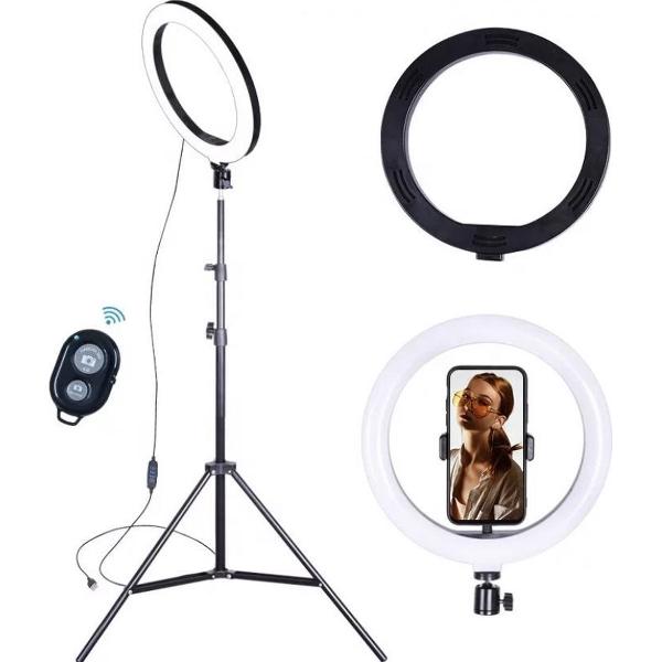 Ringlight Lamp met Statief 70-200 cm / Make Up en Selfie incl bluetooth afstandsbediening