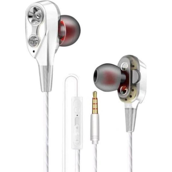 DrPhone Soundpro 2 – 3.5mm Oortjes - Dual Dynamische Drivers - In-Ear Oordopjes - Hifi – Oortelefoon - Wit