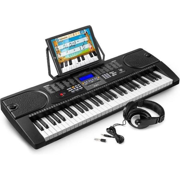Keyboard - MAX KB1 keyboard piano met 61 toetsen en trainingsfunctie + hoofdtelefoon. De ideale starterset om in stilte te oefenen.