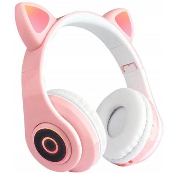 kinder koptelefoon kitty cat roze met led oortjes