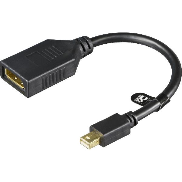 DELTACO MDP-DP1 Mini DisplayPort naar Displayport adapter, Ultra HD in 60Hz, 21,6 Gb / s, Zwart