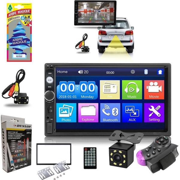 EFLO® Autoradio Bluetooth - 2 Din met USB en AUX - Touch Screen, Stuurwiel Afstandsbediening & Parkeercamera