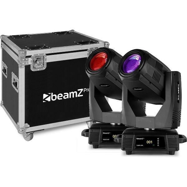 Moving head - BeamZ Pro Tiger 17R moving head 350W - set van 2 stuks in flightcase