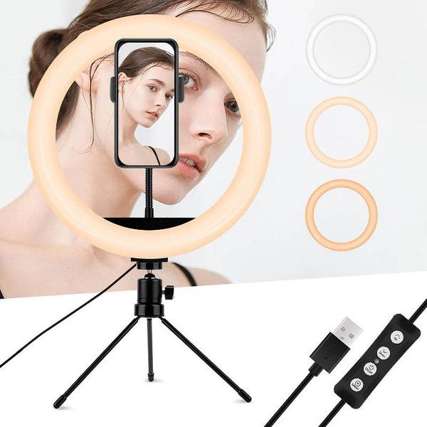 DW4Trading® Ringlight LED lamp 10 inch instelbaar met statief Selfie TikTok Vloggen Make-up