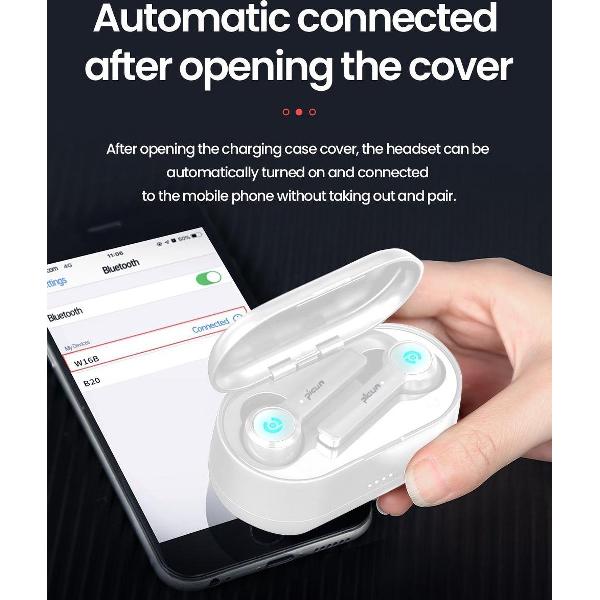 Picun W16B bluetooth 5.0 oortjes – touch control – met oplaadcase – waterproof – wit – earbuds - draadloze oortjes – bluetooth oordopjes