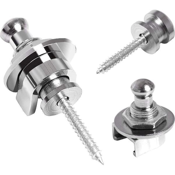 Gitaarriem slot, gitaarriem knopen 2 stuks metalen gitaarriem knop gitaarriem eindknop met bevestigingsschroeven voor akoestische klassieke elektrische gitaar bas ukelele zilver