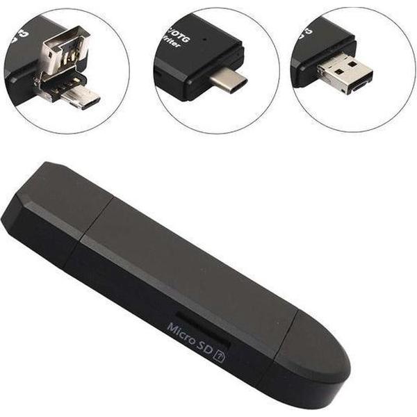 USB-C / USB / Micro USB - Card Reader MicroSD (Black)