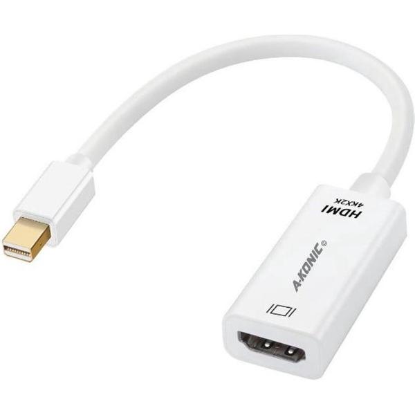 Mini DisplayPort Naar HDMI Adapter | Mini DP Hub | Thunderbolt To HDMI converter |Thunderbolt 3 | Compatible Apple Macbook | IMAC | Surface Laptop / Pro | Dell | Lenovo | Samsung | HP | Wit | A-KONIC©