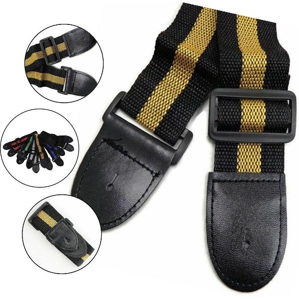 Professionele Verstelbare Stevige Gitaarband - Gitaarbanden - Guitar strap Band - Gitaarriem - Gitaar Riem - Bas Elektrische Akoestische Klassieke Gitaar - Verstelbaar - Nylon - Geel