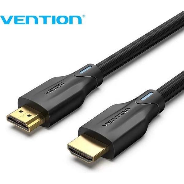 Vention Premium HDMI 2.1 Kabel (8K 60hz / 4K120hz / UHD HDR + / 48gbps / Ultra High Speed / PS5 Kabel / XBOX Series X kabel) 1,5 M - Katoen gevlochten - Zwart/blauw