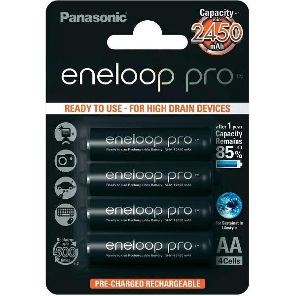 Panasonic - Eneloop PRO oplaadbare AA batterij - 2500 mAh - NiMH - 4 stuks