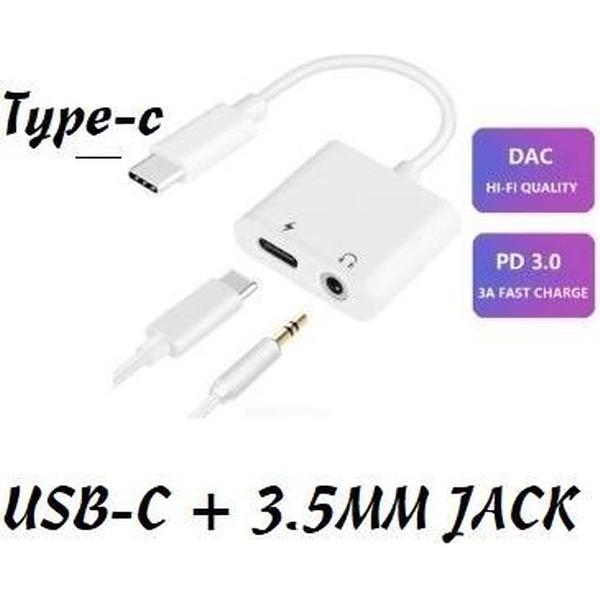 Dual Usb Type naar C 3.5mm Splitter Dac 2 In 1 Audio Snelle Lading Type C Naar 3.5 Mm Hoofdtelefoon Adapter Voor samsung S20 Ultra S10 9 Note 10 Plus