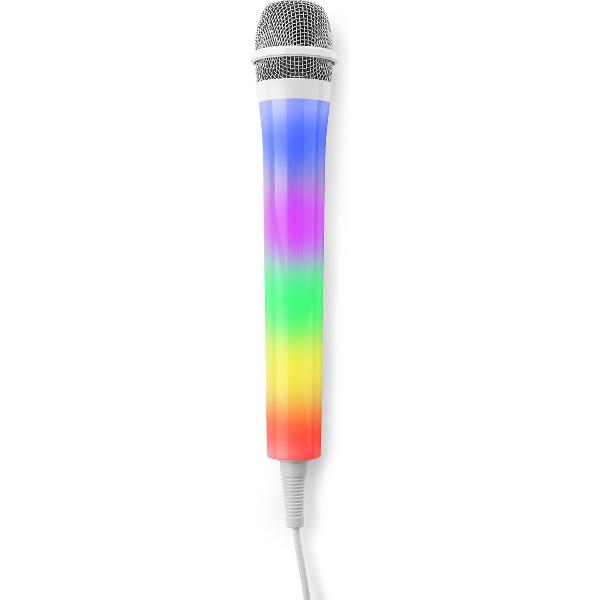 Karaoke microfoon met LED disco verlichting - Fenton KMD55W - 3 meter kabel met 6,3mm jack aansluiting - Wit