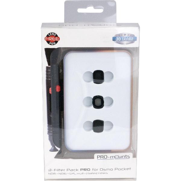 PRO-mounts 3-Filter Pack PRO for DJI Osmo Pocket (ND8 + ND16 + CPL Multi Coated)
