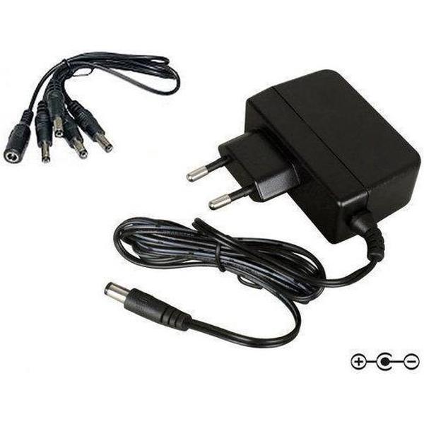 9 Volt adapter met doorlus kabel voor gitaar effecten