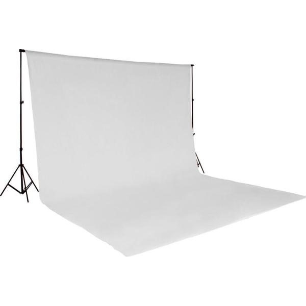 TecTake achtergrondsysteem fotografie - doek met statief - wit - 400780