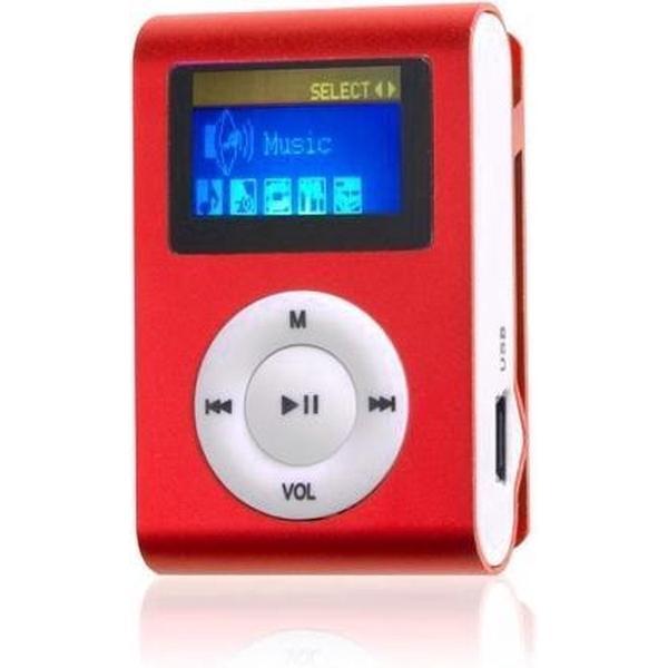 Mini MP3 speler FM radio met display Incl. 4GB geheugen - Rood
