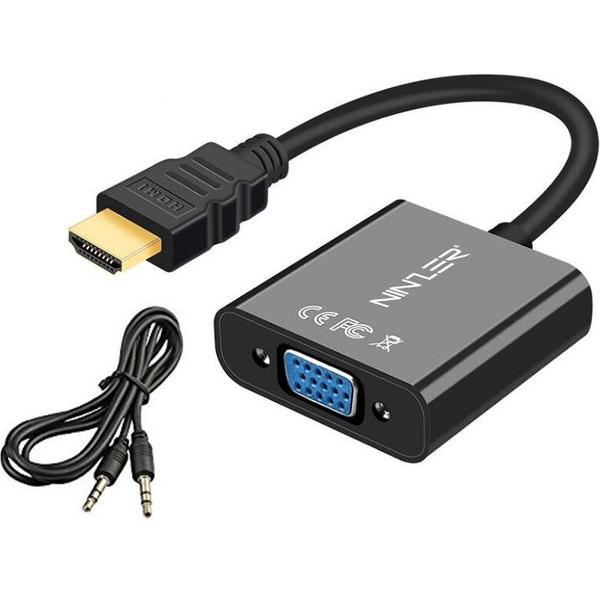 Ninzer® HDMI naar VGA adapter + Audio kabel - Zwart