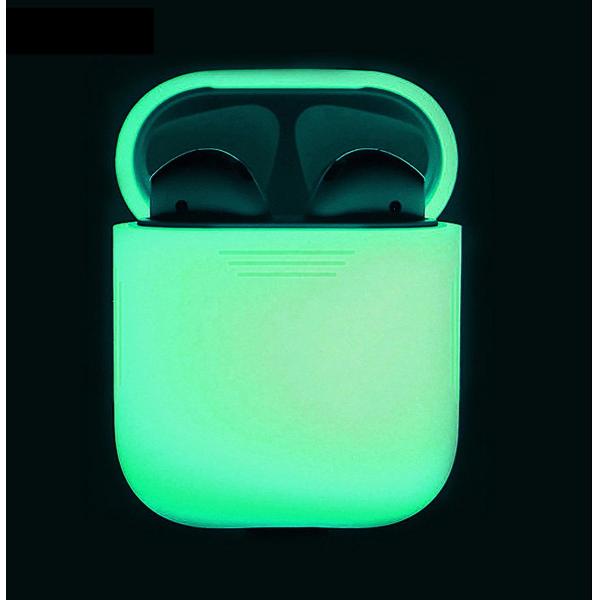 Silicone Case Cover Hoesje voor Apple Airpods - Wit/Glow in the dark