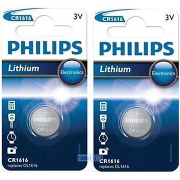 2 Stuks - Philips CR1616 3v lithium knoopcelbatterij
