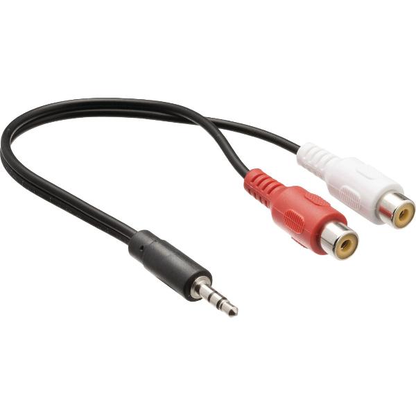 Jack Stereo Audio Verdeelkabel 3,5 mm mannelijk - 2x RCA vrouwelijk 0,2m (Zwart)