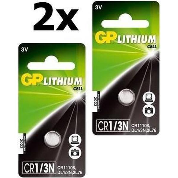 2 Stuks GP CR 1/3 N 6131 170mAh 3V knoopcelbatterij