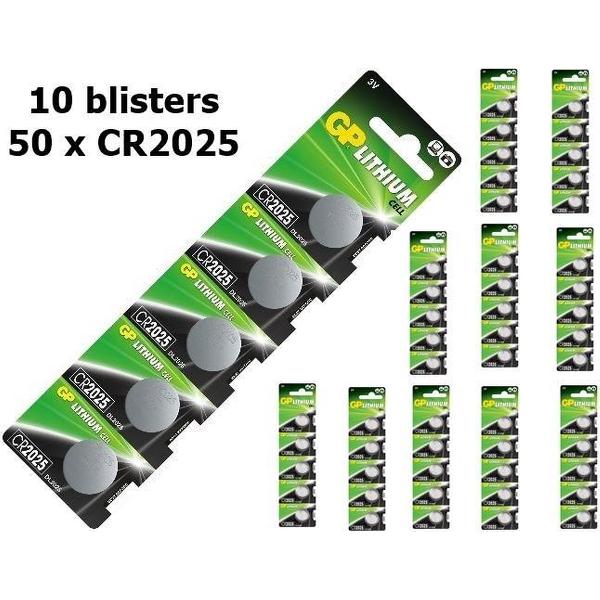 50 Stuks (10 blisters a 5st) - GP CR2025 3v lithium knoopcel batterij