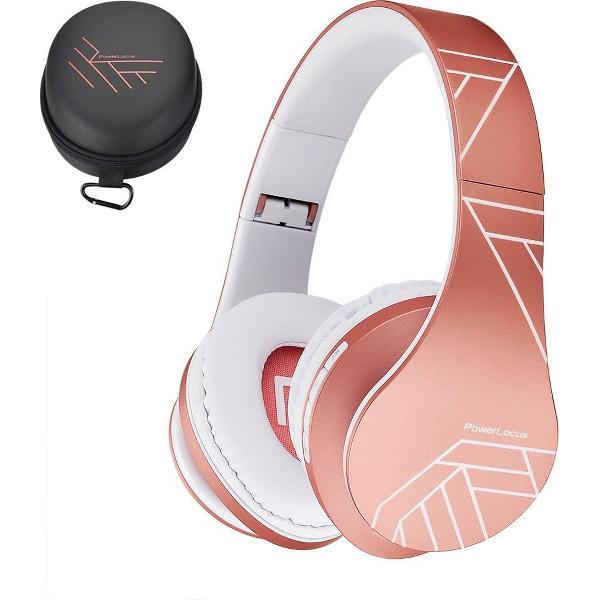 PowerLocus P2 draadloze Over-Ear Koptelefoon Inklapbaar - Bluetooth Hoofdtelefoon - Met microfoon - Rose Gold