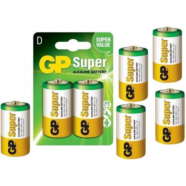 10 Stuks (5 blisters a 2st) - GP Super Alkaline LR20/D batterij