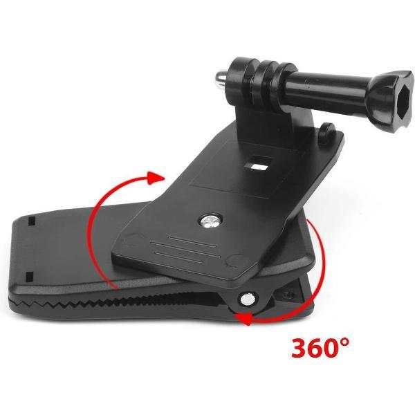 Klem voor GoPro + schroef - 360 graden - Geschikt voor rugzak, riem, pet en meer.