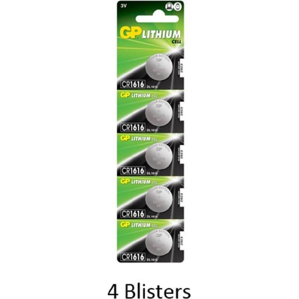20 stuks (4 blisters a 5 stuks) GP Lithium CR1616 3V