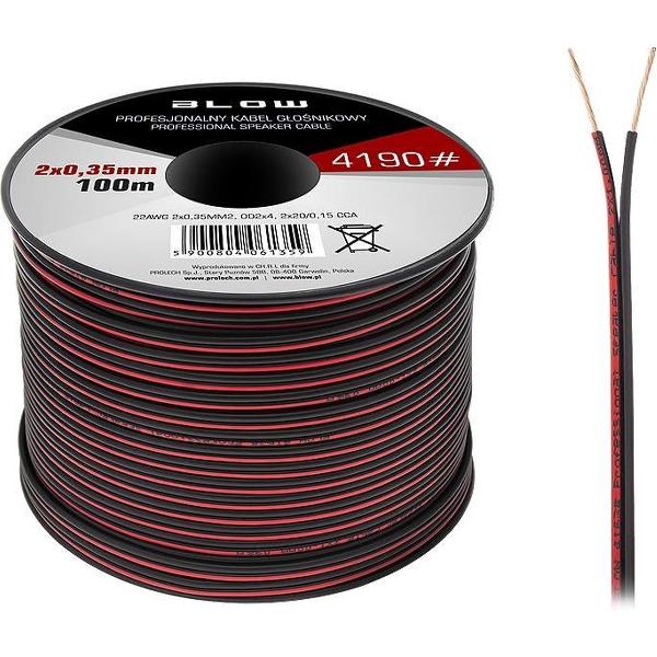 Luidsprekerkabel 2 x 0.35 mm zwart/rood op rol 100 meter