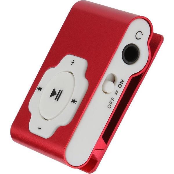 Mini mp3 speler | inclusief usb data kabel en oordopjes | geschikt voor micro sd-kaart (exclusief) | rood
