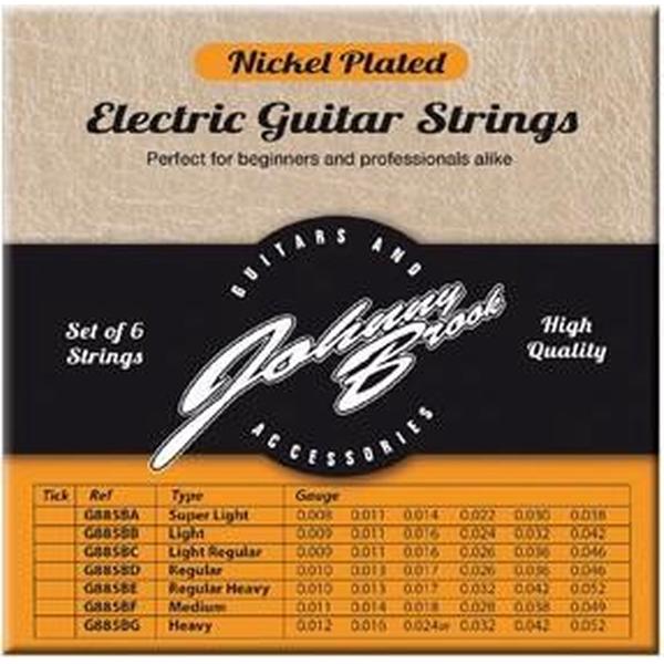 Set van 6 Nickel Plated Stalen Elektrische Gitaar Snaren - Gauge Light