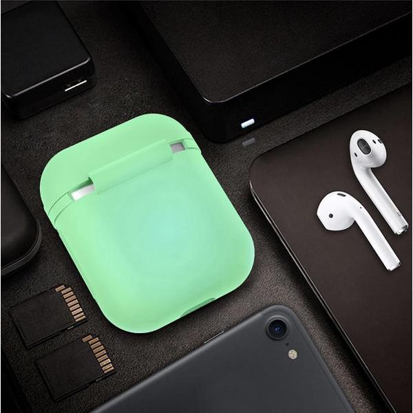 Hoesje geschikt voor Apple Airpods Houder Glow in the dark - Silicone - Valbescherming